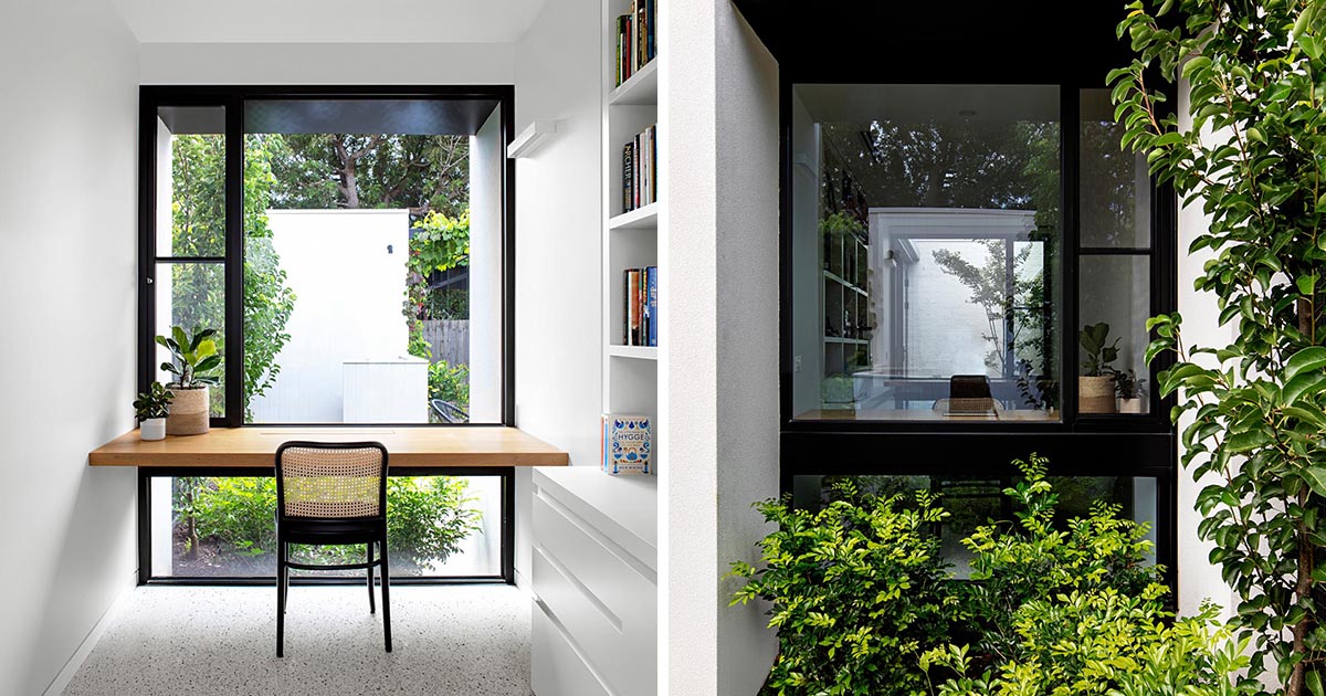 A Plank Of Wood In Front Of A Window Is An Easy Way To Make A Desk For A Home Office