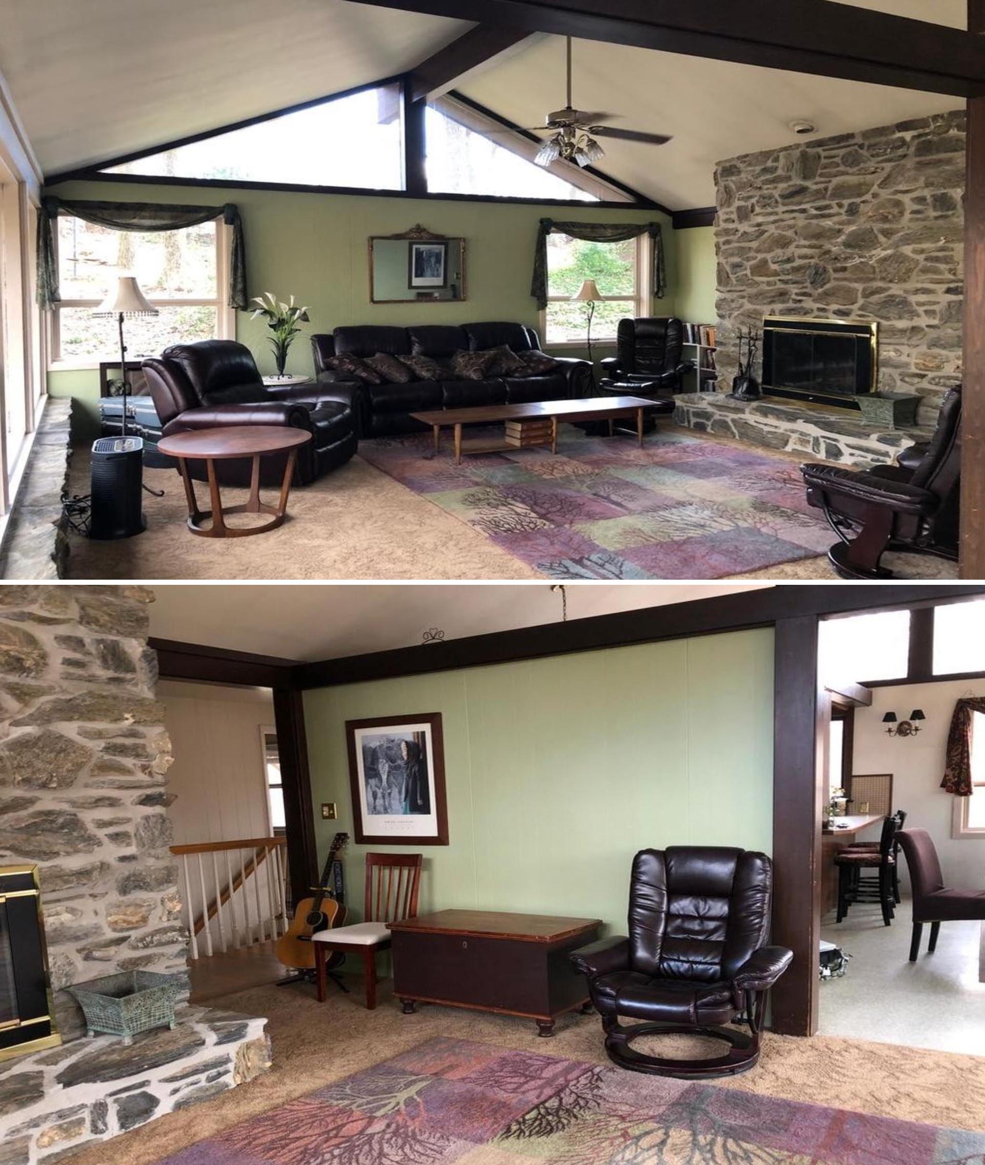 A living room before a modern renovation.