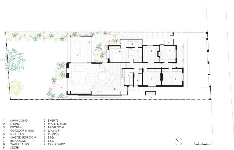 The floor plan of a modern house that received a new addition.