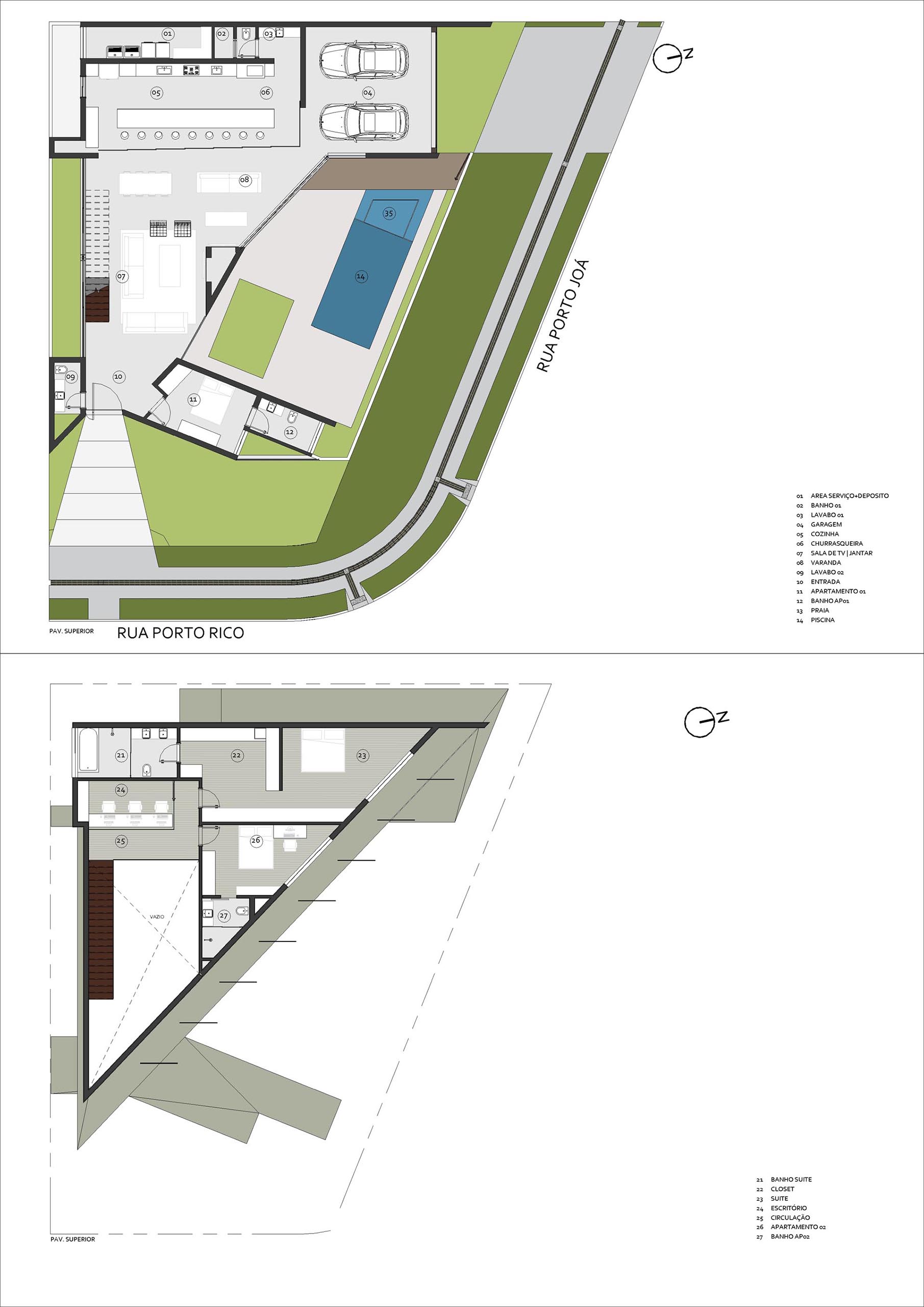 The floor plan of a modern two storey house.