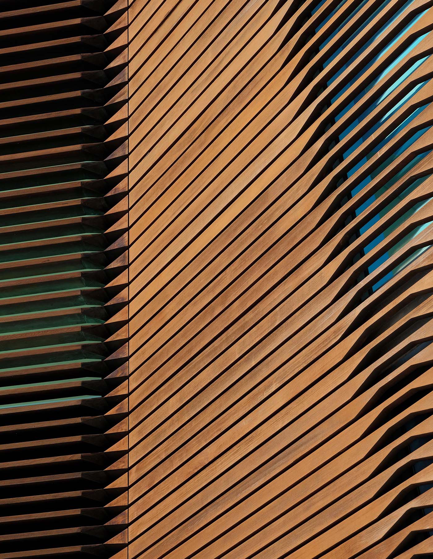 A modern wood exterior made from cedar boards.