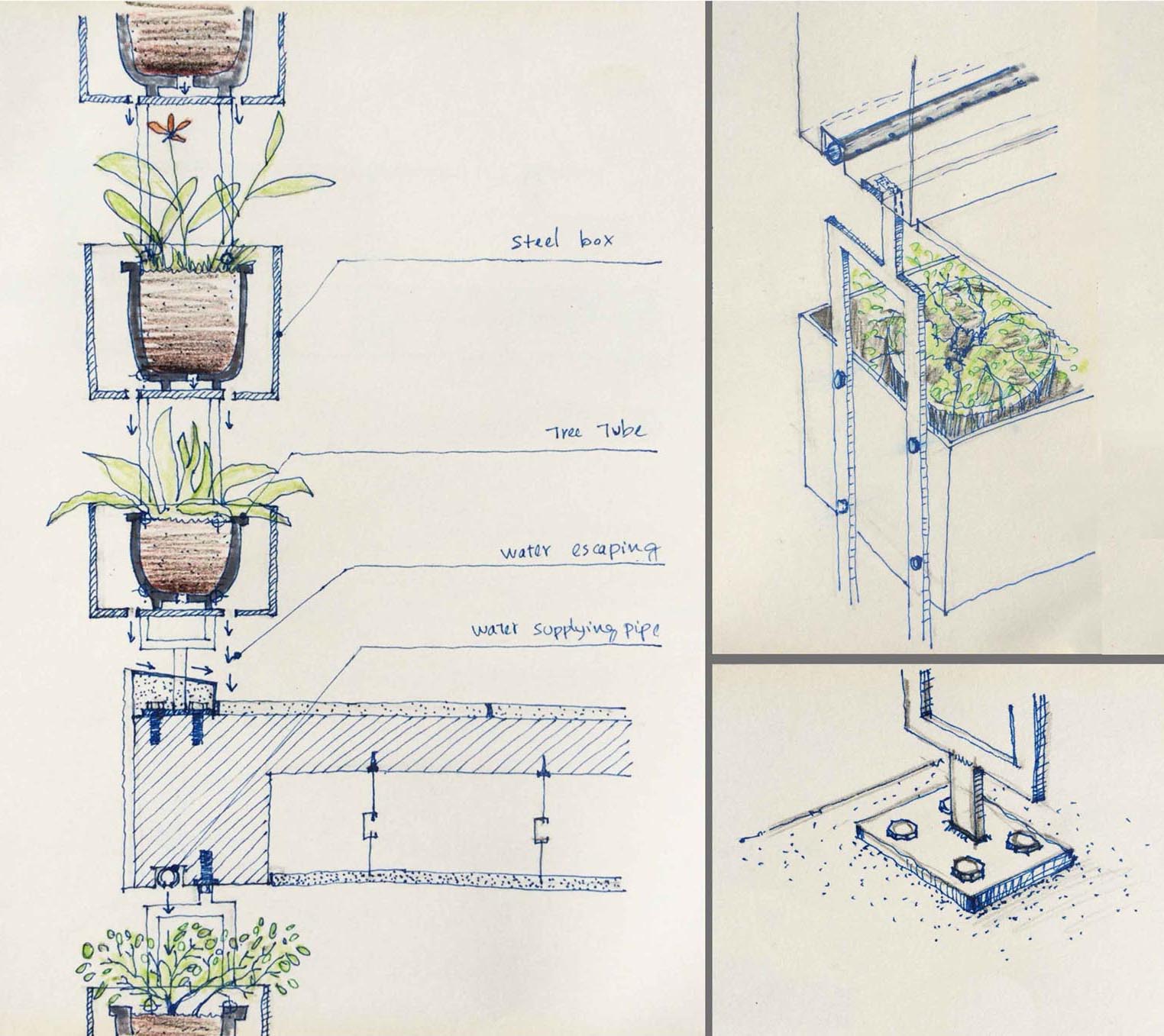 A modern plant system that adorns the facade of a home.