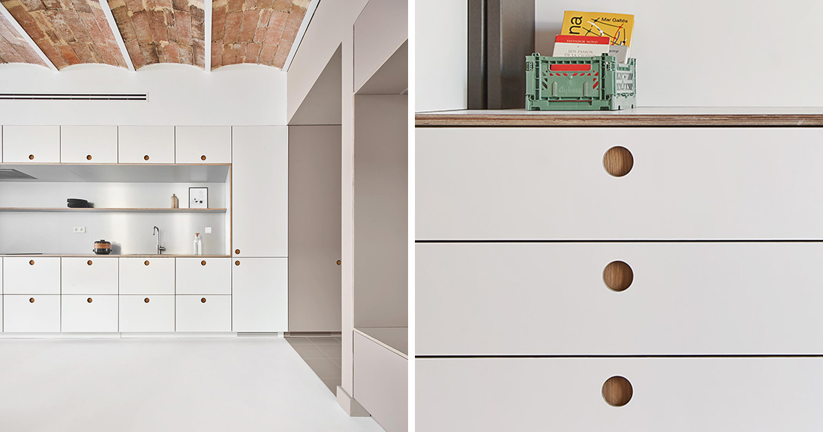 Recessed Finger Pulls Replace The Need For Cabinet Hardware Throughout This  Apartment Interior