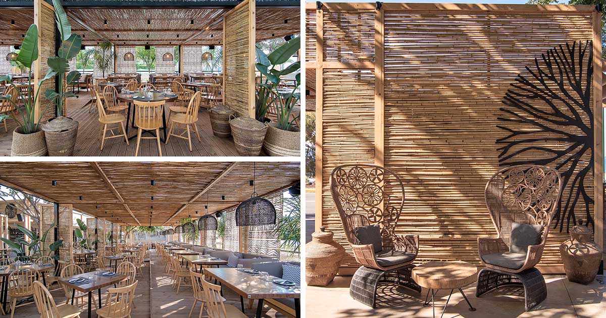 Screens Made From Reeds Add To The Beach Aesthetic Of This Bar And Restaurant