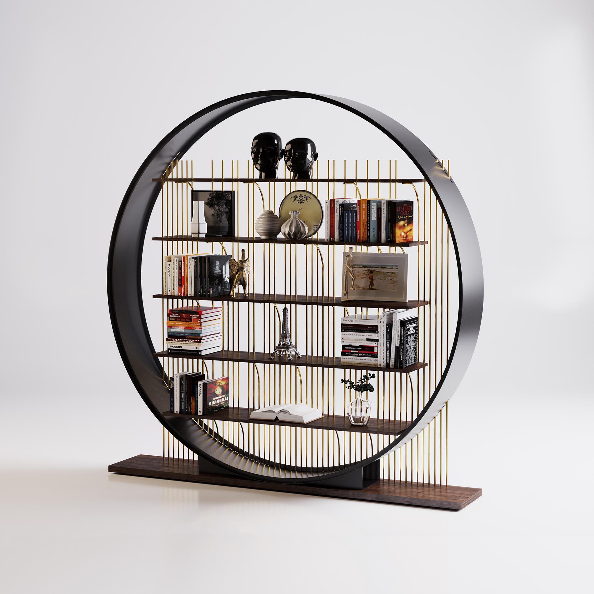 The ring bookshelf with a circular design