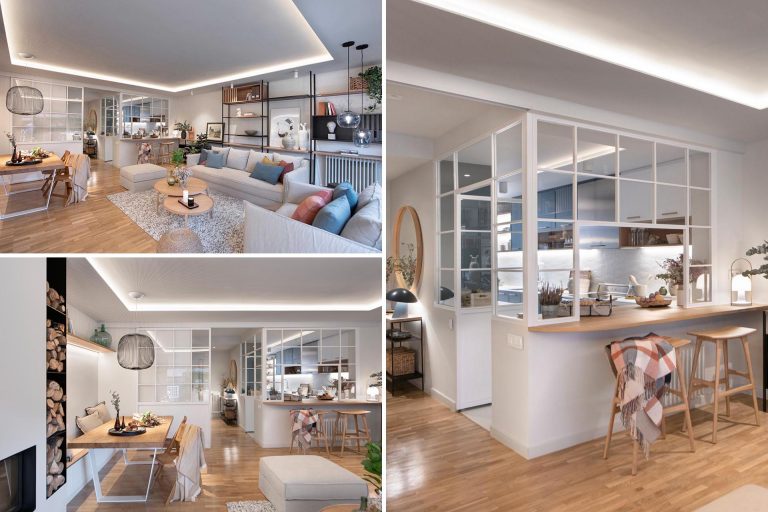 A Glass Enclosed Kitchen Is A Noticeable Design Feature Of This Home Remodel