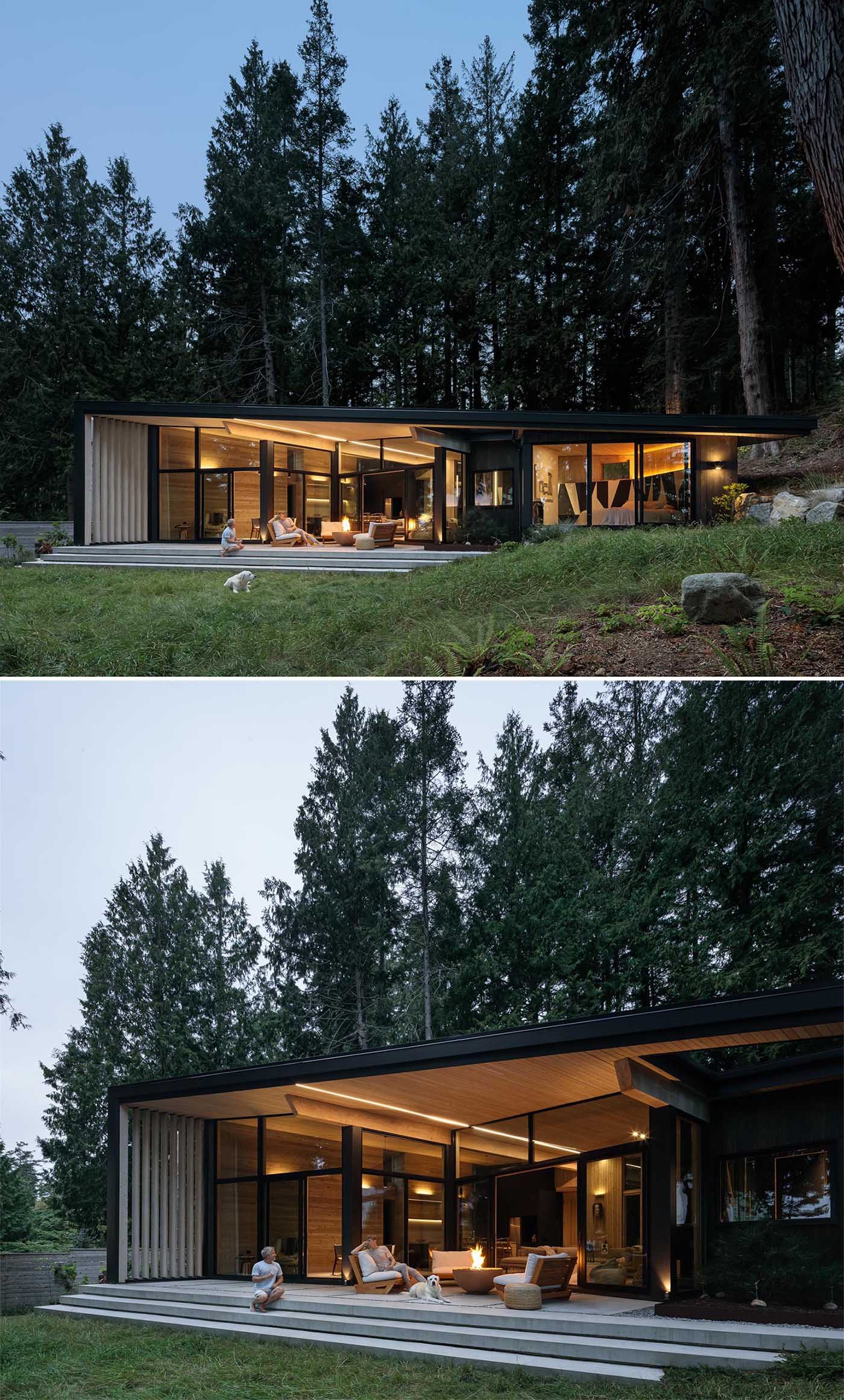 This modern cabin is clad with second-growth managed forestry cedar inside and out.