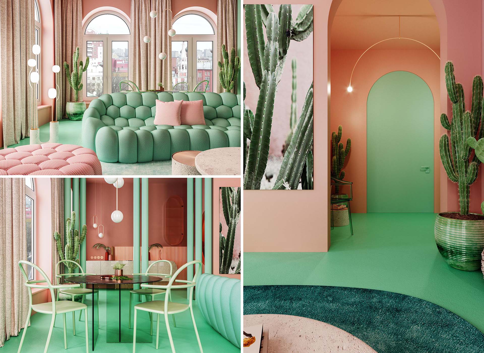 A Pastel Pink And Mint Green Color Palette Creates A Statement Interior For  This New York Apartment