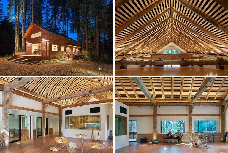 This Recording Studio Surrounded By Trees Is Appropriately Filled With Wood