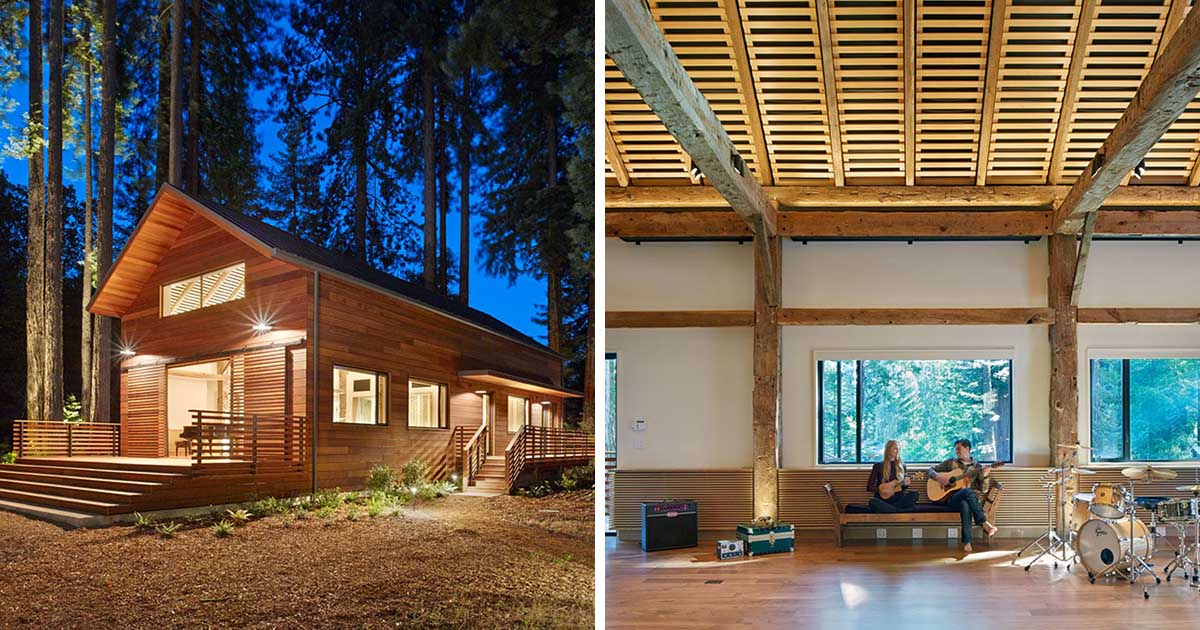 This Recording Studio Surrounded By Trees Is Appropriately Filled With Wood