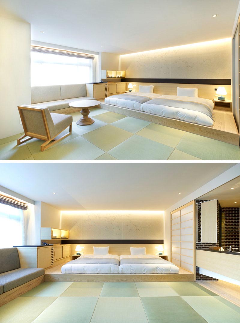 Bedroom Design Ideas - A modern Japanese-inspired bedroom with hidden LED lighting.