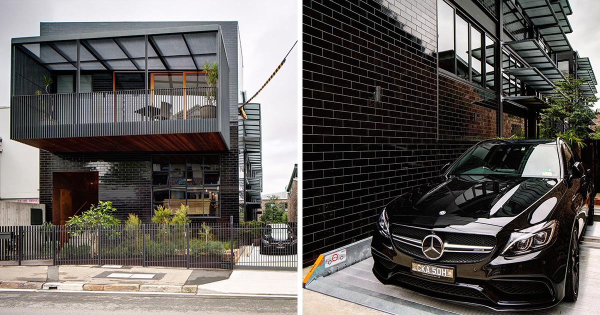 Glazed Black Tiles Present A Sophisticated Exterior For This Home That Used To Be A Warehouse