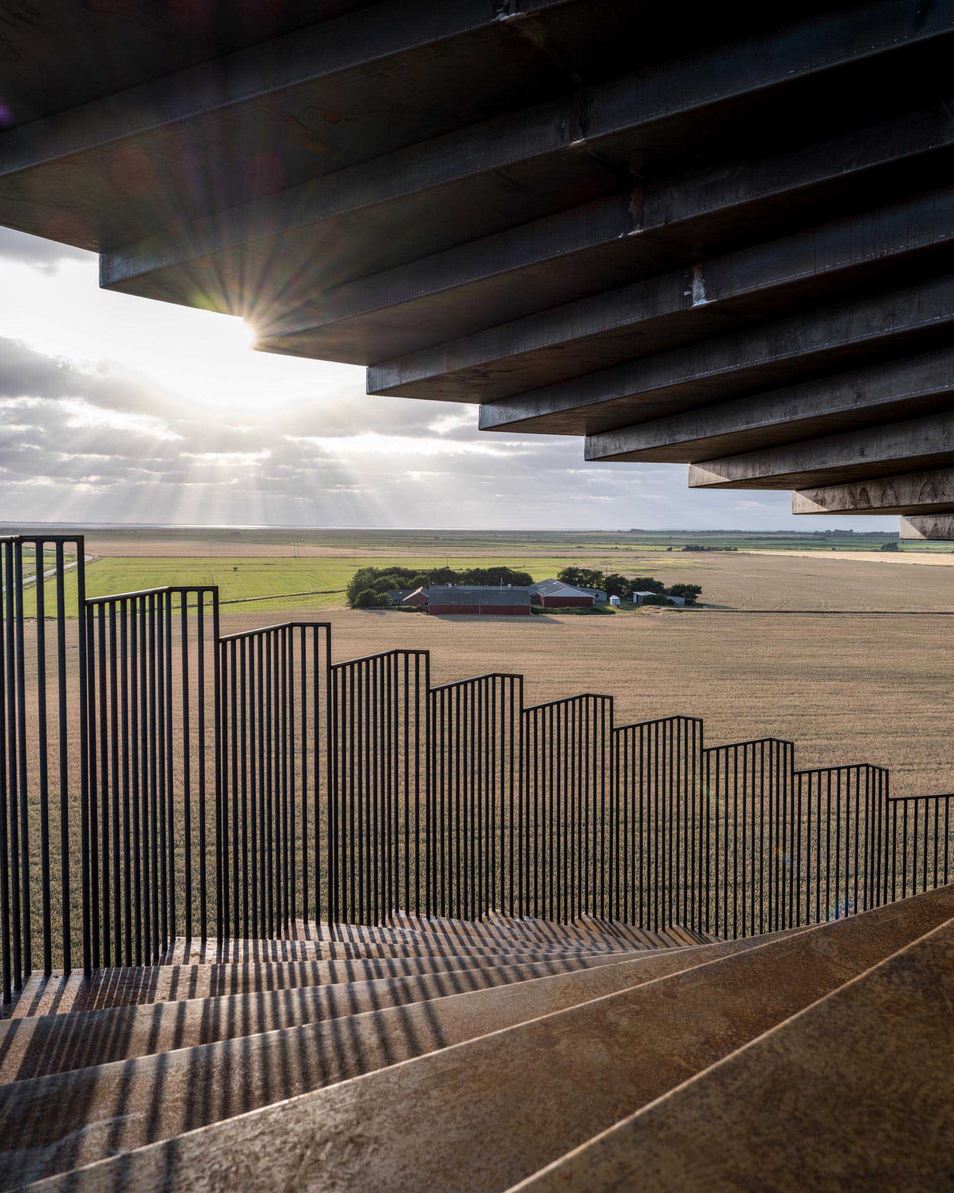 A new spiraling lookout tower in Denmark made from weathered steel.