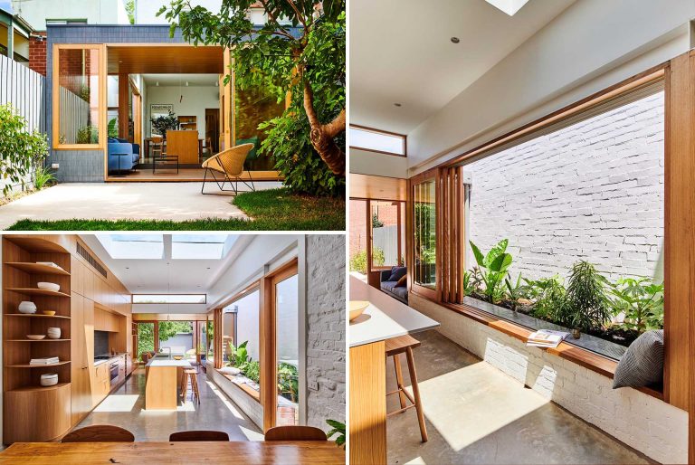 A Large Window Opens This Kitchen To A Side Garden