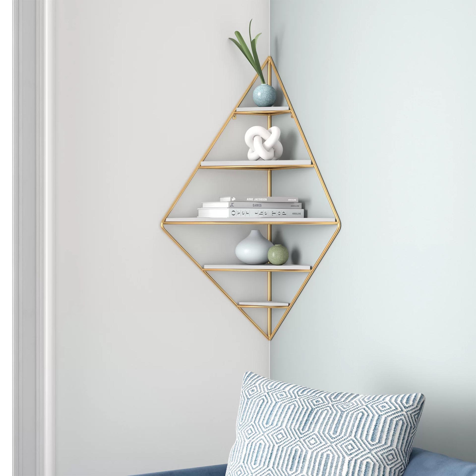 Adinda 5 Shelves Triangle Corner Shelf  Shelf decor living room, Room  decor, Shelves