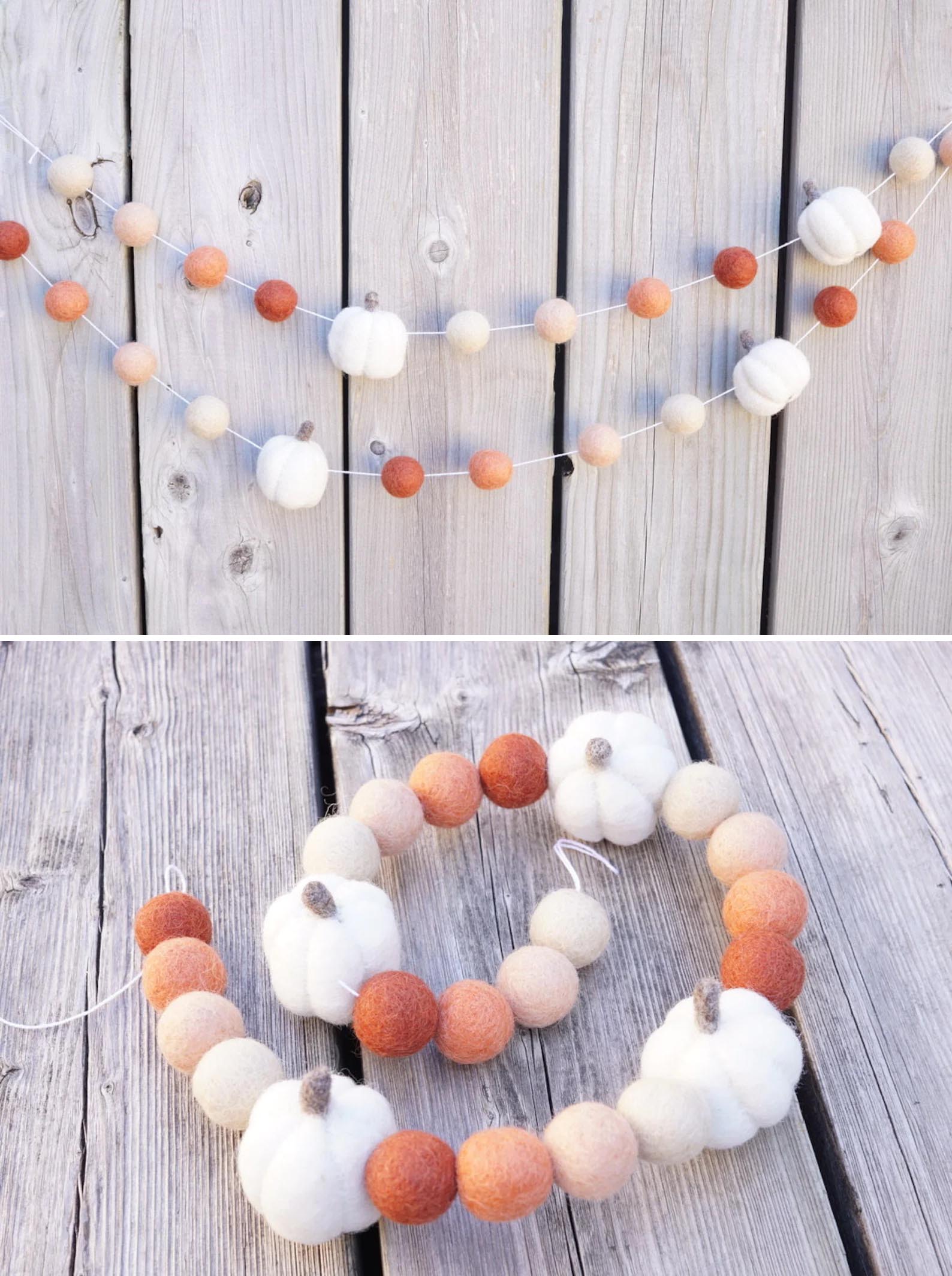 Modern Fall Decor Ideas - Fall felt pumpkin garland.