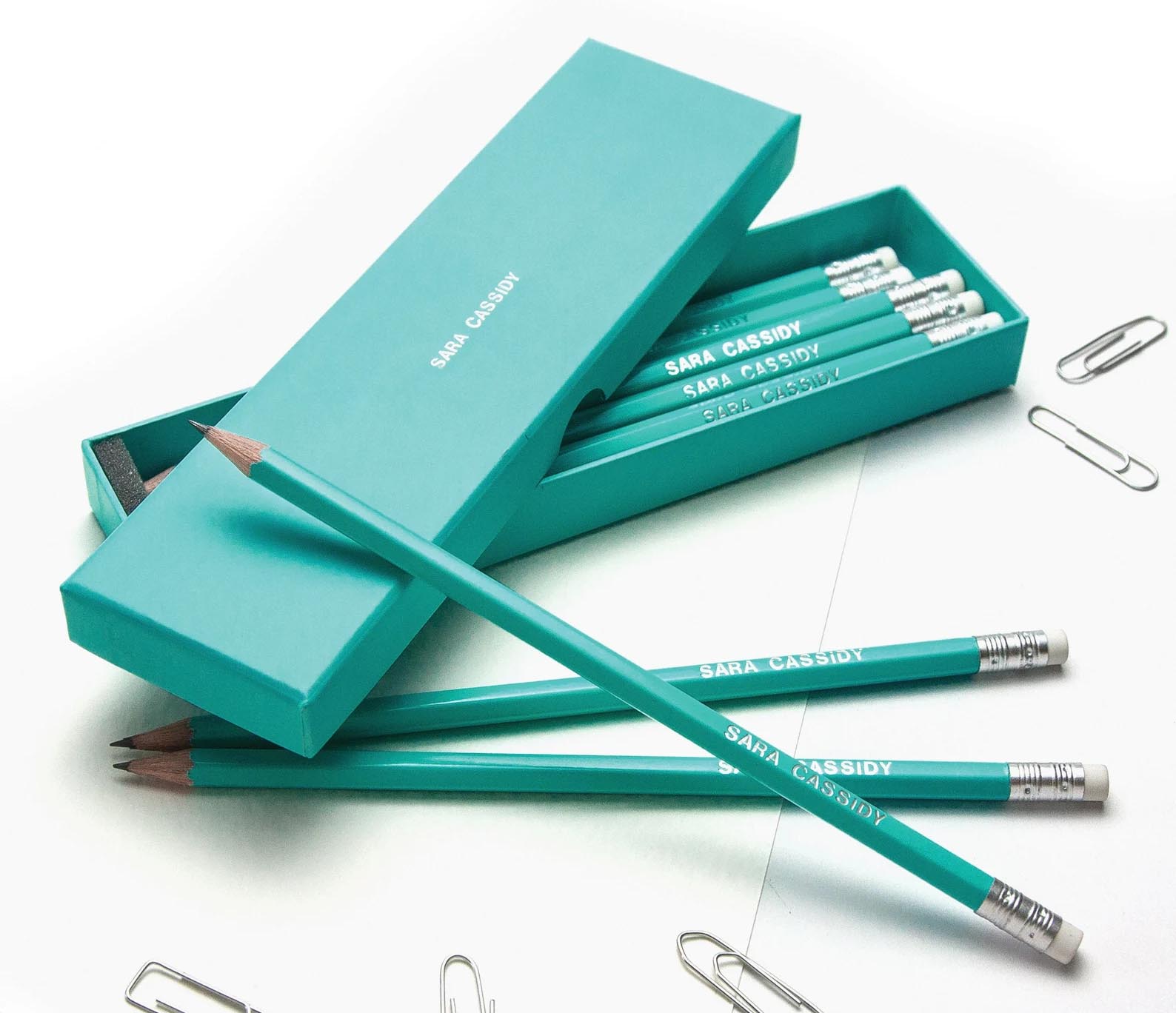 Modern Gift Ideas - Personalized pencils in a box.