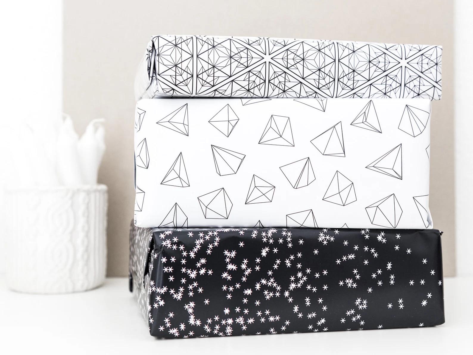 Modern Gift Ideas - Graphic print gift wrapping paper.