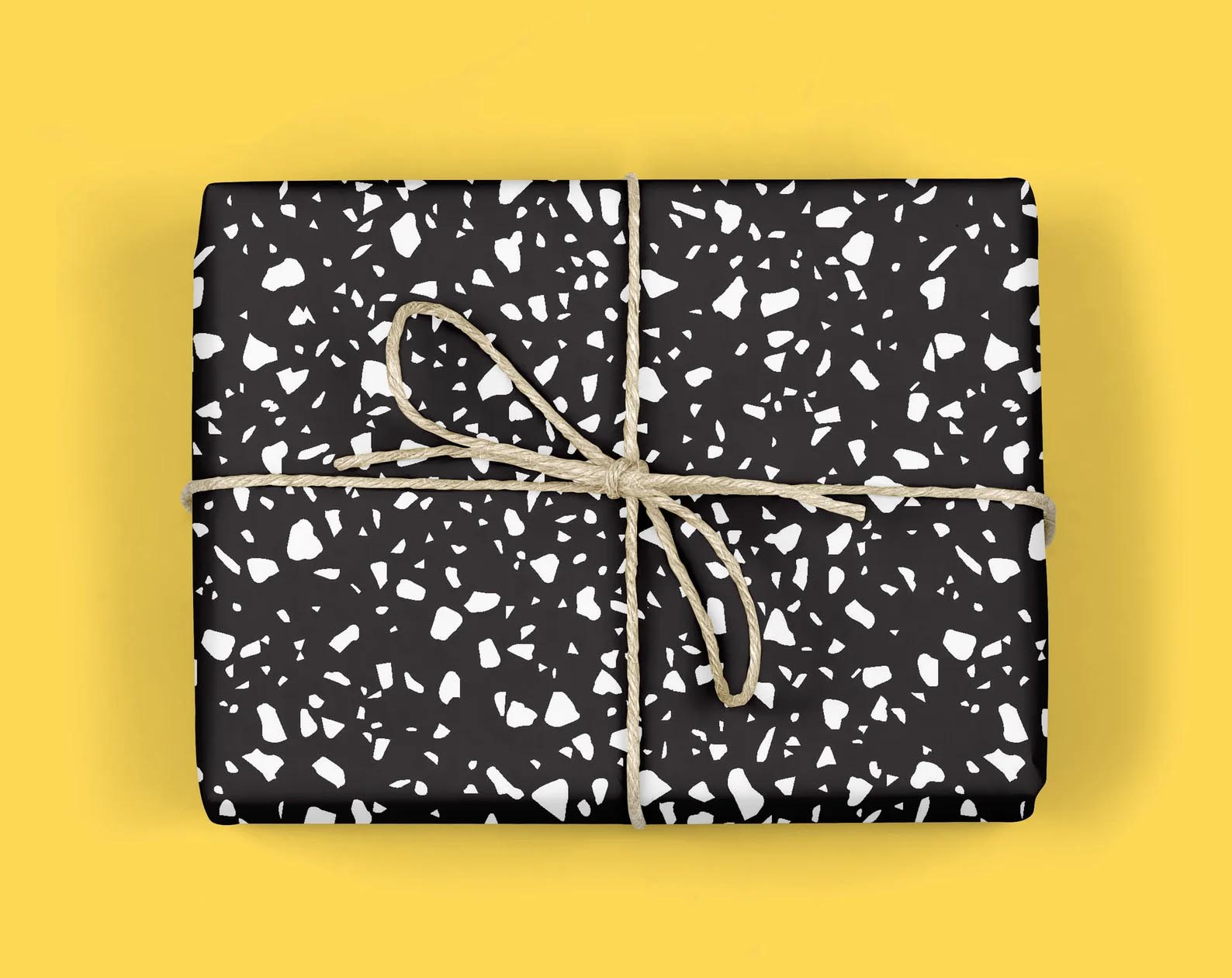 Modern Gift Ideas - Black terrazzo wrapping paper.