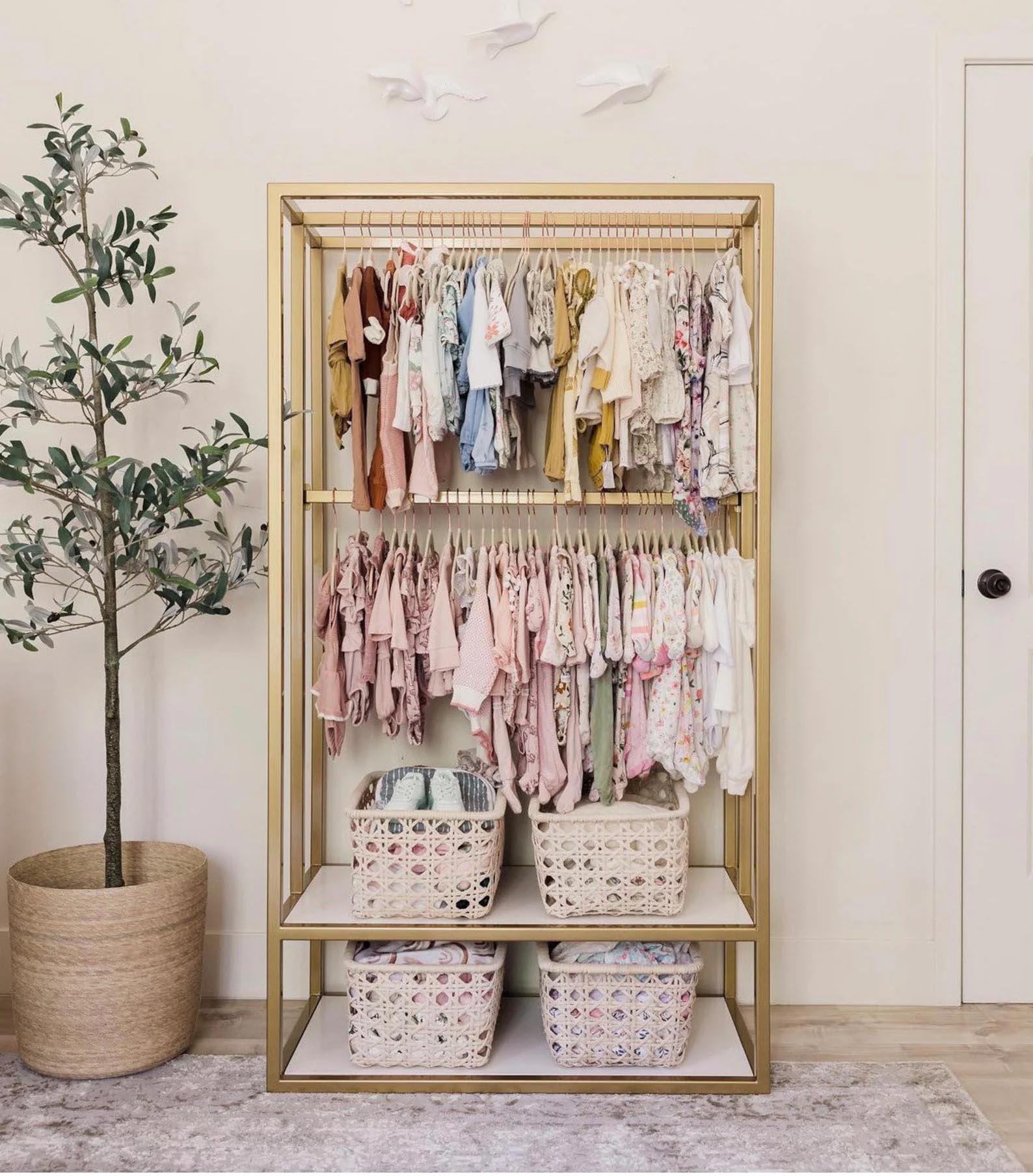 Storage Idea - Modern kid's wood freestanding clothes rack.