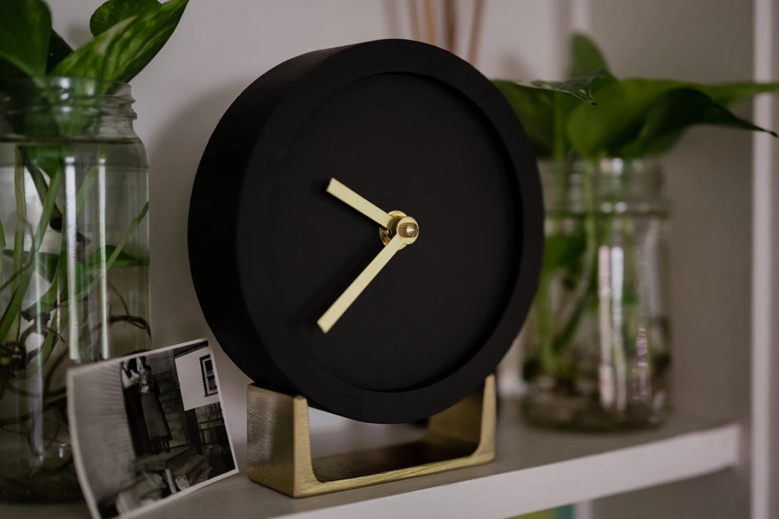 Modern Gift Ideas - Matte black tabletop clock.