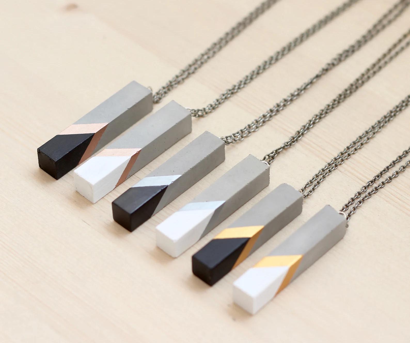 Modern Gift Ideas - Concrete bar necklace.