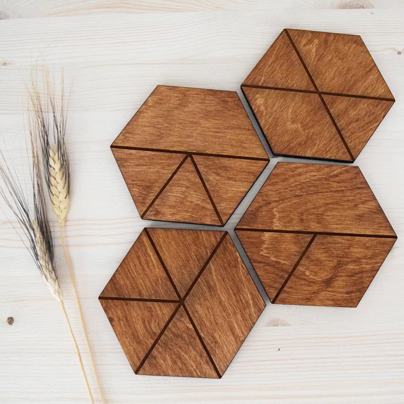Modern Gift Ideas - honeycomb wood coasters.