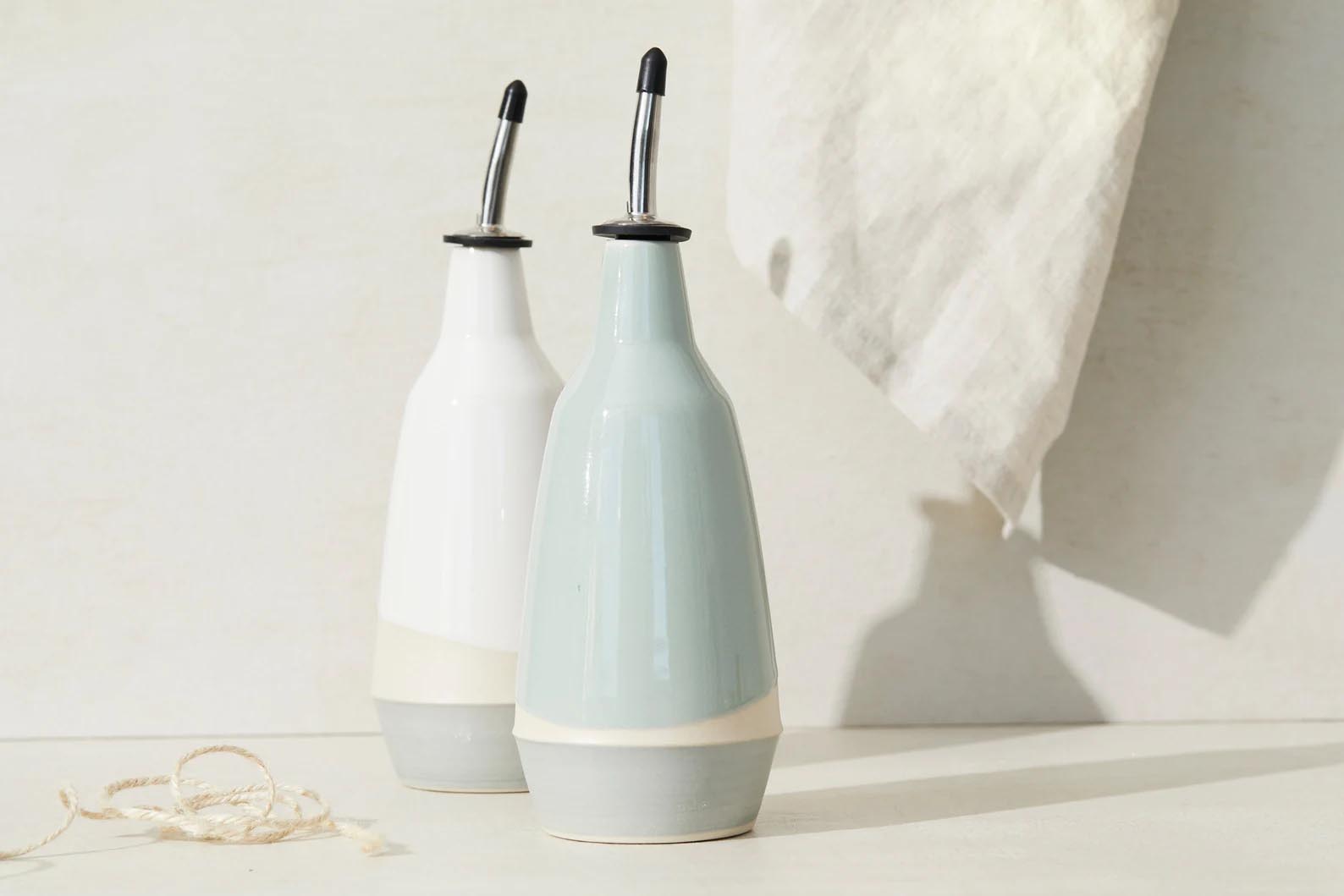 Modern Gift Ideas - Ceramic Dispensers for olive oil and vinegar.