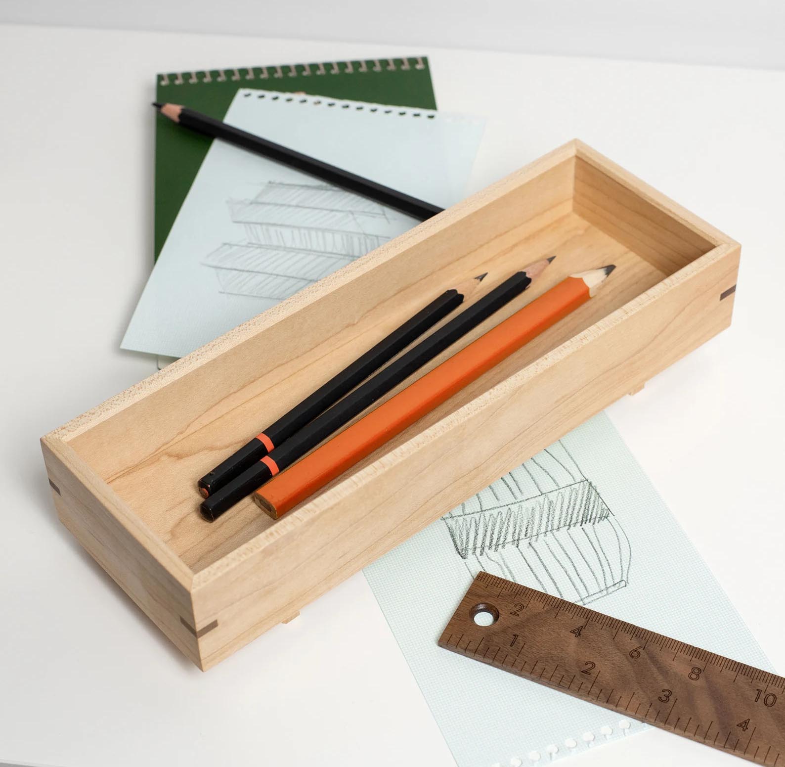 Modern Gift Ideas - Wood pen and pencil tray.