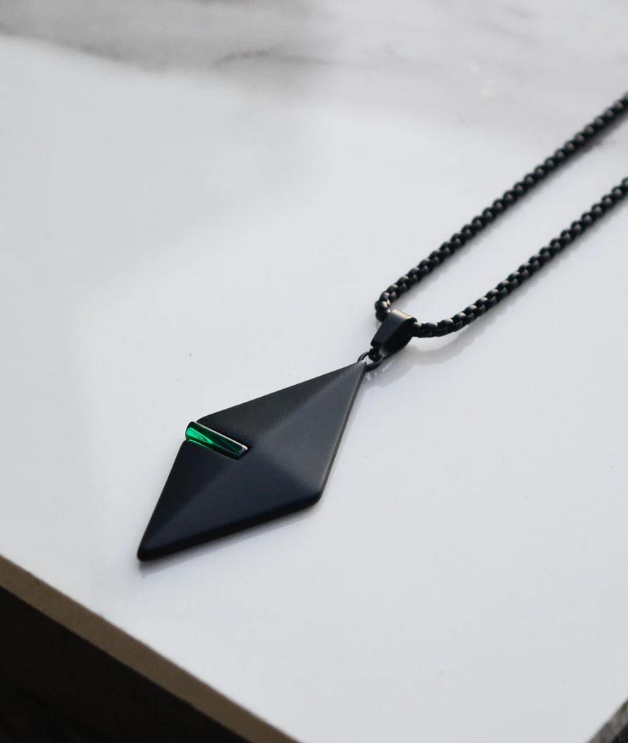 Modern Gift Ideas - Matte black pendant necklace.