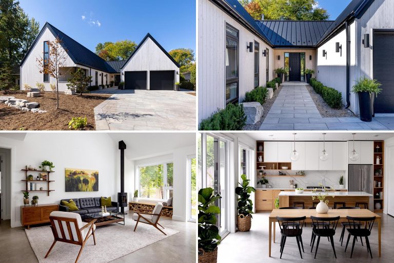 This Scandinavian Inspired House Design Has An Exterior Of Vertical White Cedar Siding And A Black Metal Roof