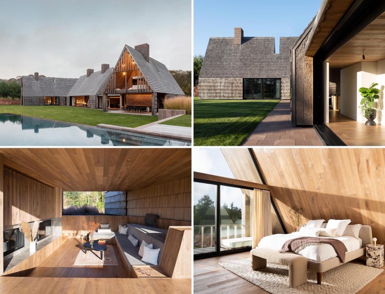 Weathered Wood Shingles Cover The Exterior Of This New Home In New York