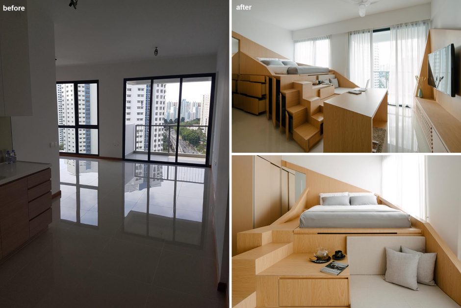 Before + After - A Small Apartment Transformed With A Loft Bed That ...