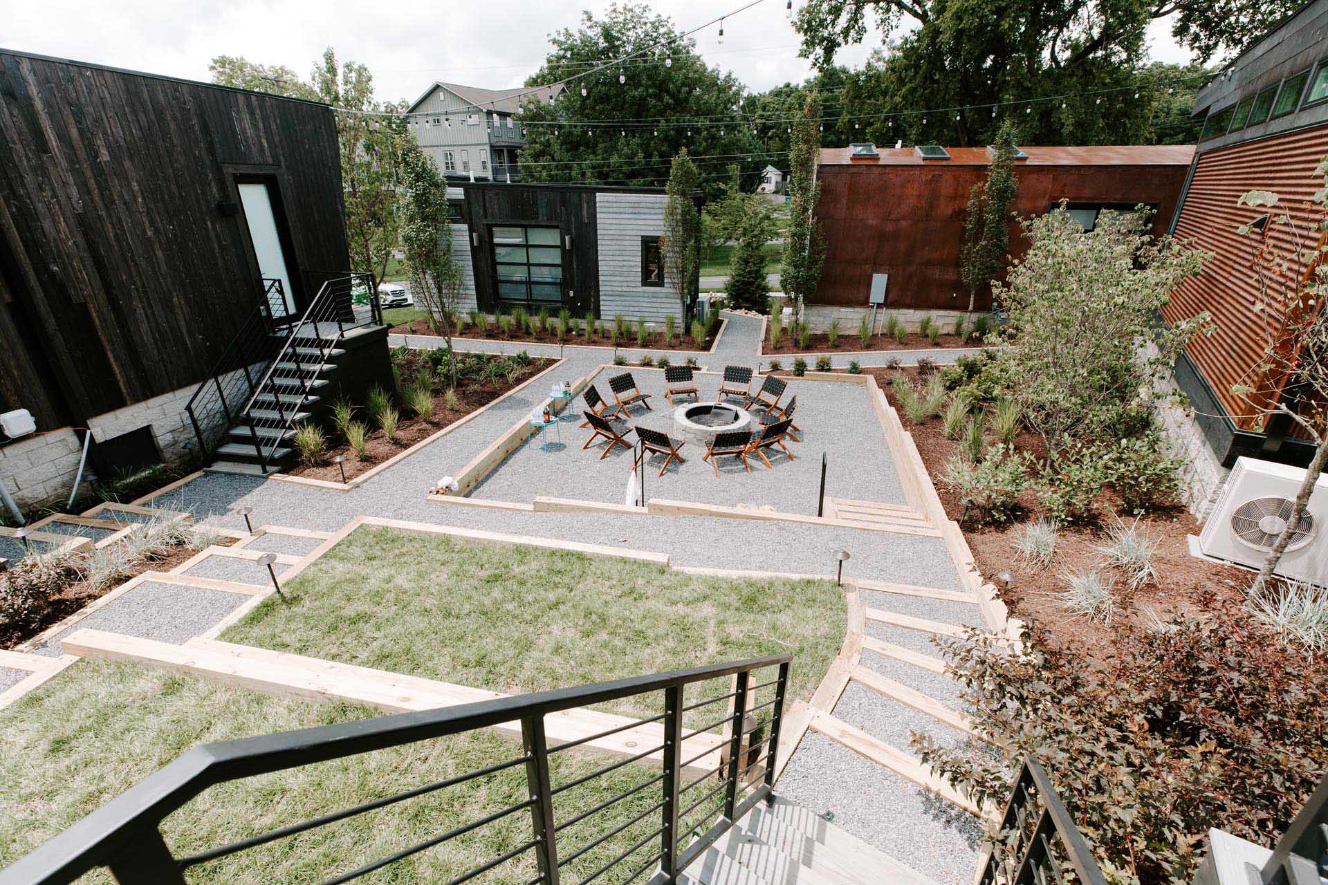 Located in Nashville, Tennessee, Ironwood Grove is a community of 6 tiny homes that have been turned into a small hotel, that also includes a courtyard with a fire pit.