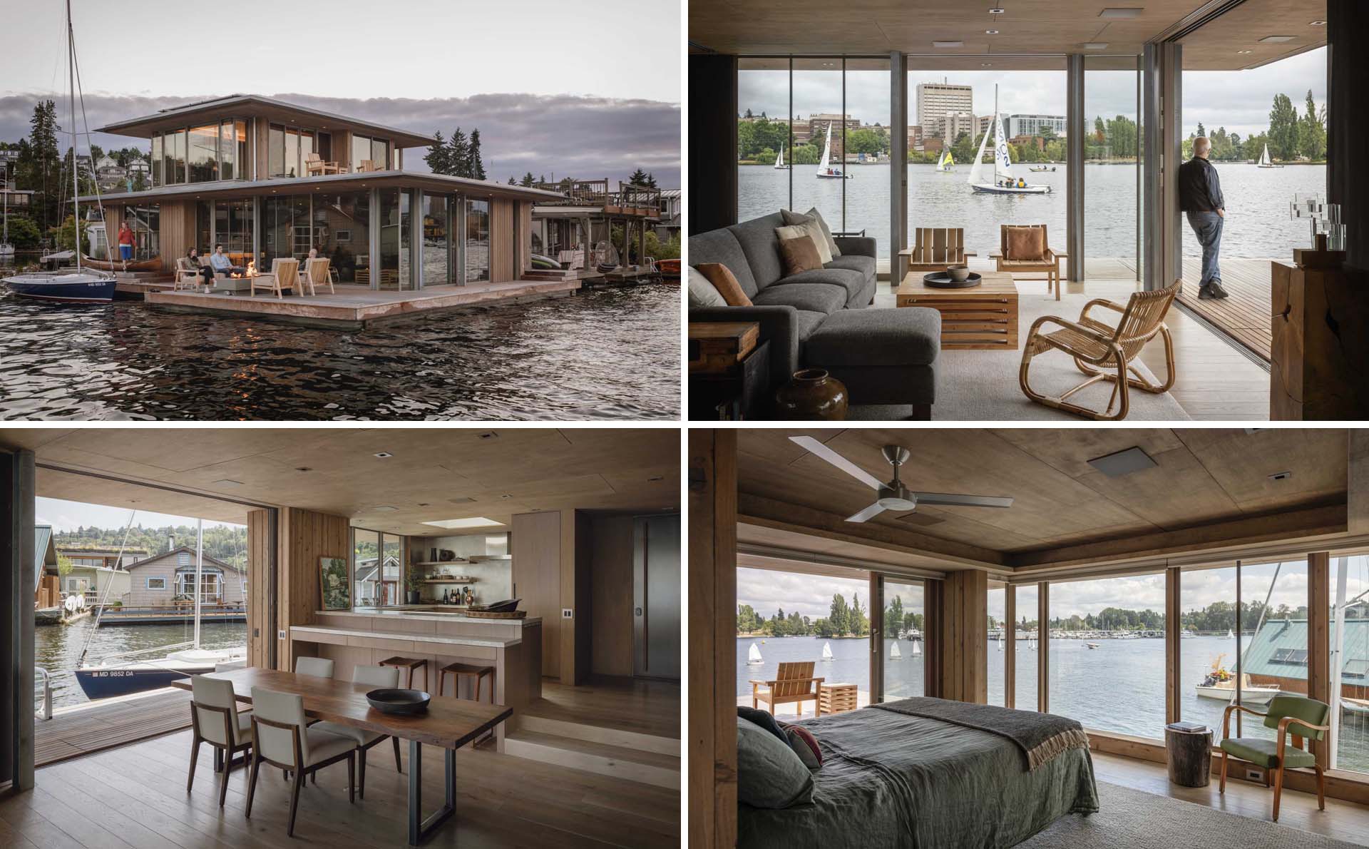 Architecture firm Olson Kundig, has designed a floating cabin in Seattle, Washington, that's part of a floating home community on Portage Bay.