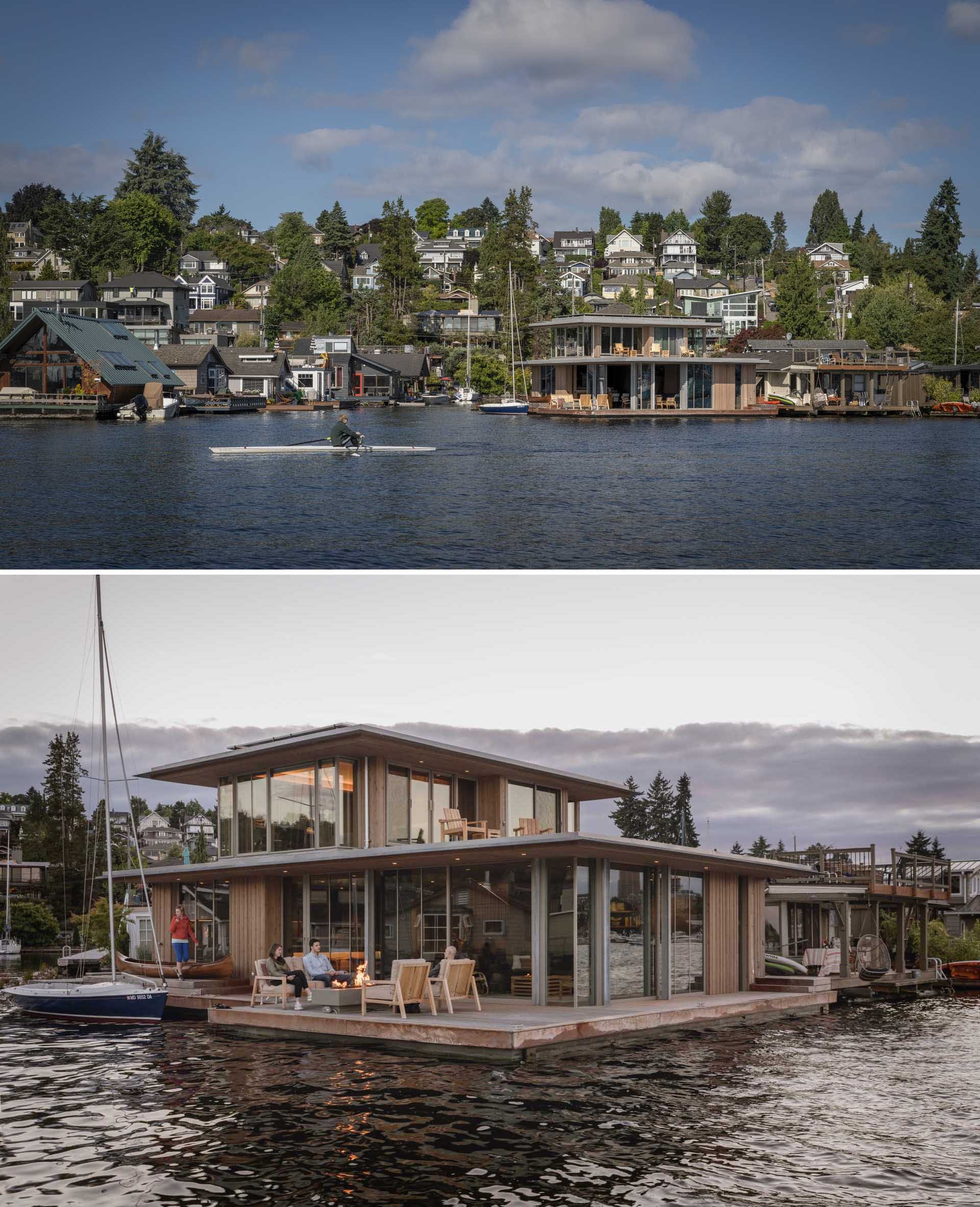 Architecture firm Olson Kundig, has designed a floating cabin in Seattle, Washington, that's part of a floating home community on Portage Bay.