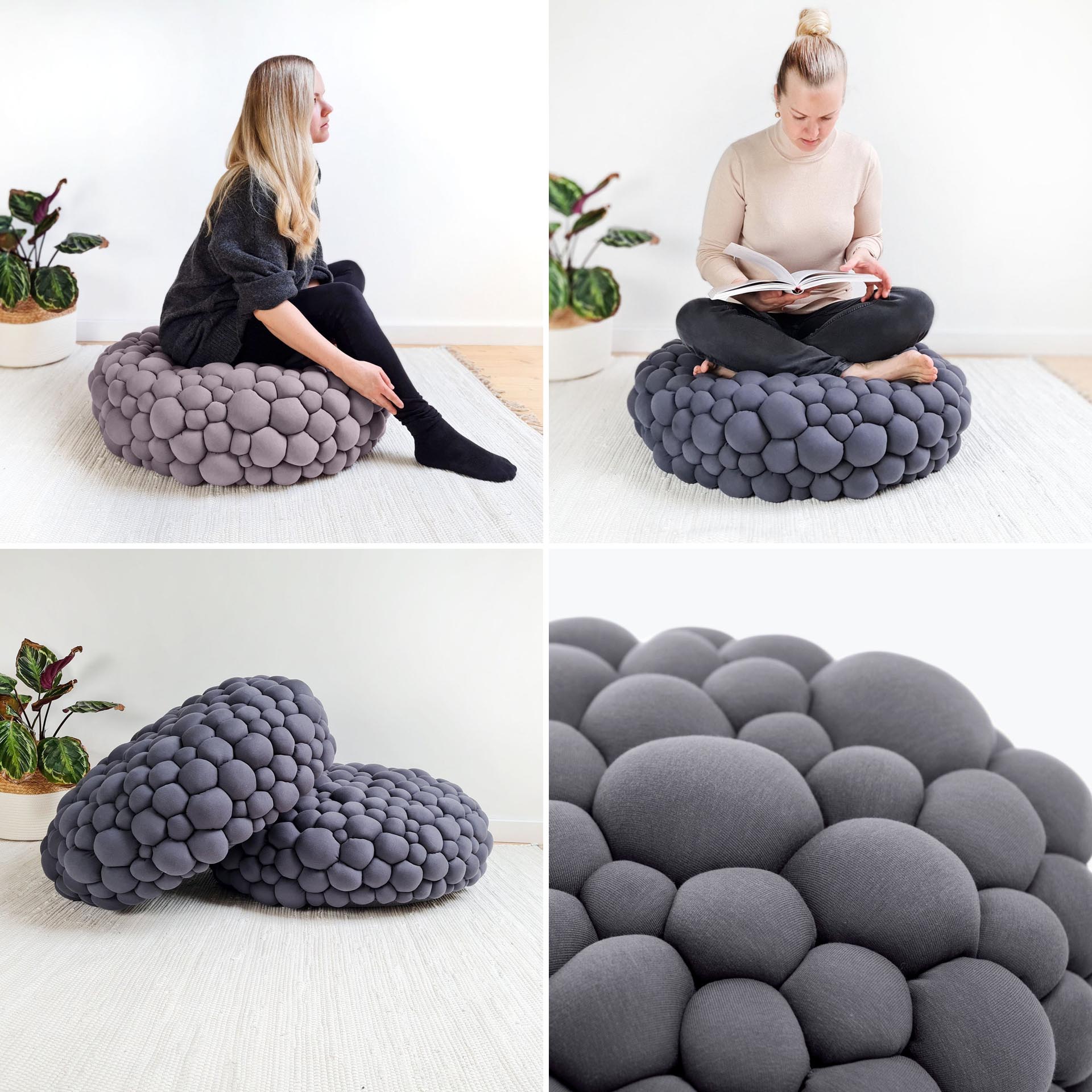 Stone inspired ottomans for a modern interior.