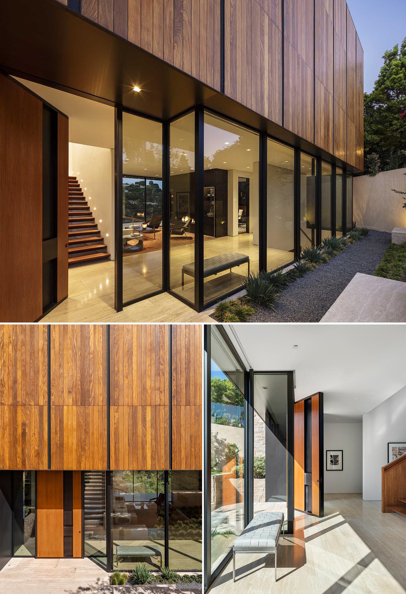 A five foot-wide front door welcomes visitors to this modern home.