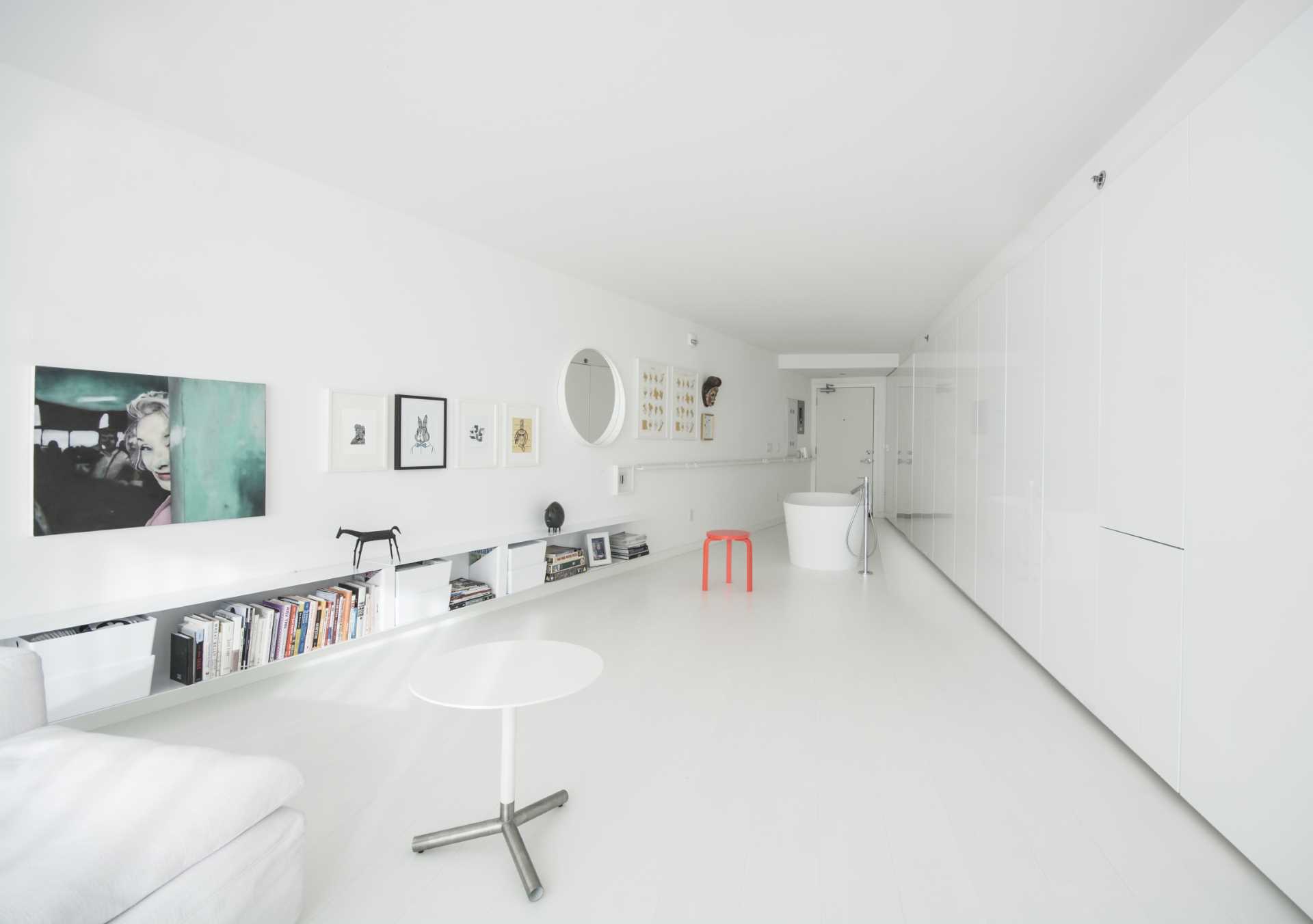 A small apartment with a pie-shaped layout.