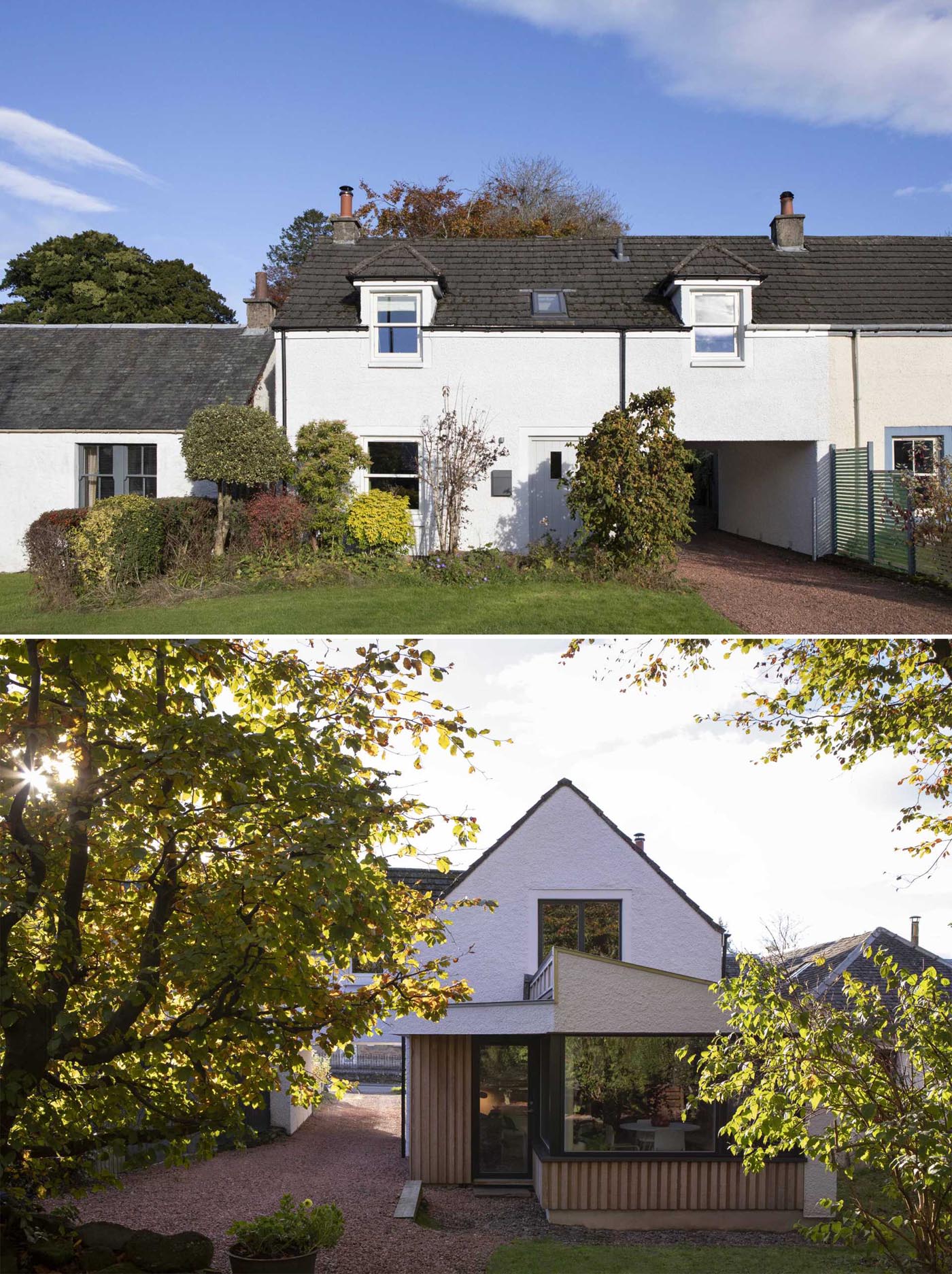 Loader Monteith Architects has completed the reconfiguration and rear extension of a 1980's cottage in a Conservation Village in Scotland.