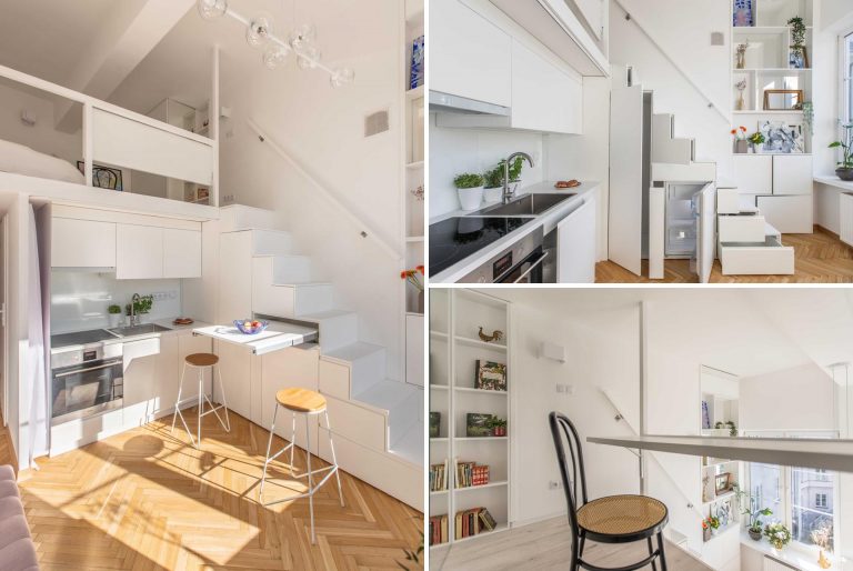 This Small Apartment With A Loft Bedroom Has Clever Design Solutions