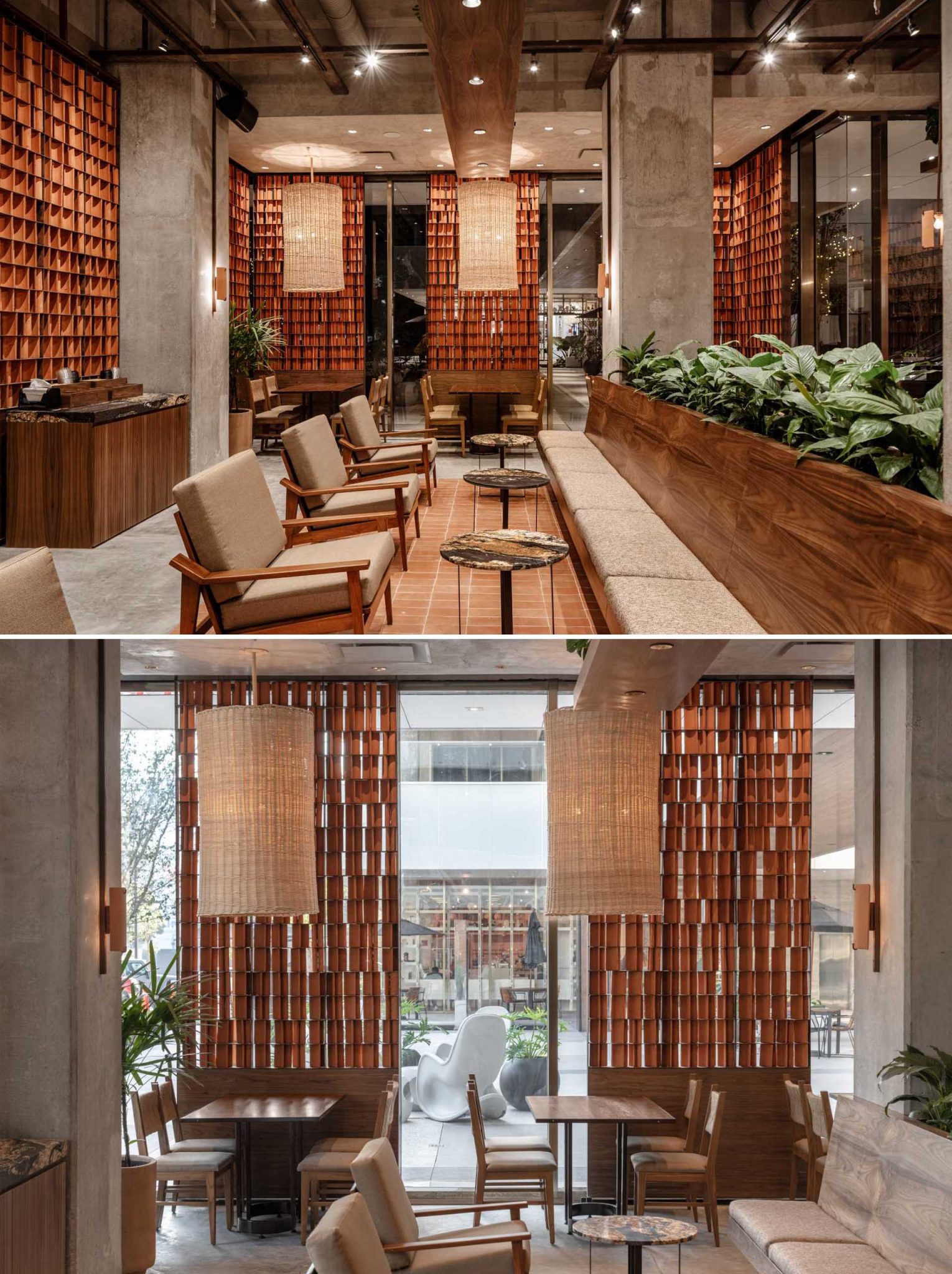 Clay Roof Tiles Were Used For The Interior Design Of This Coffee Shop ...