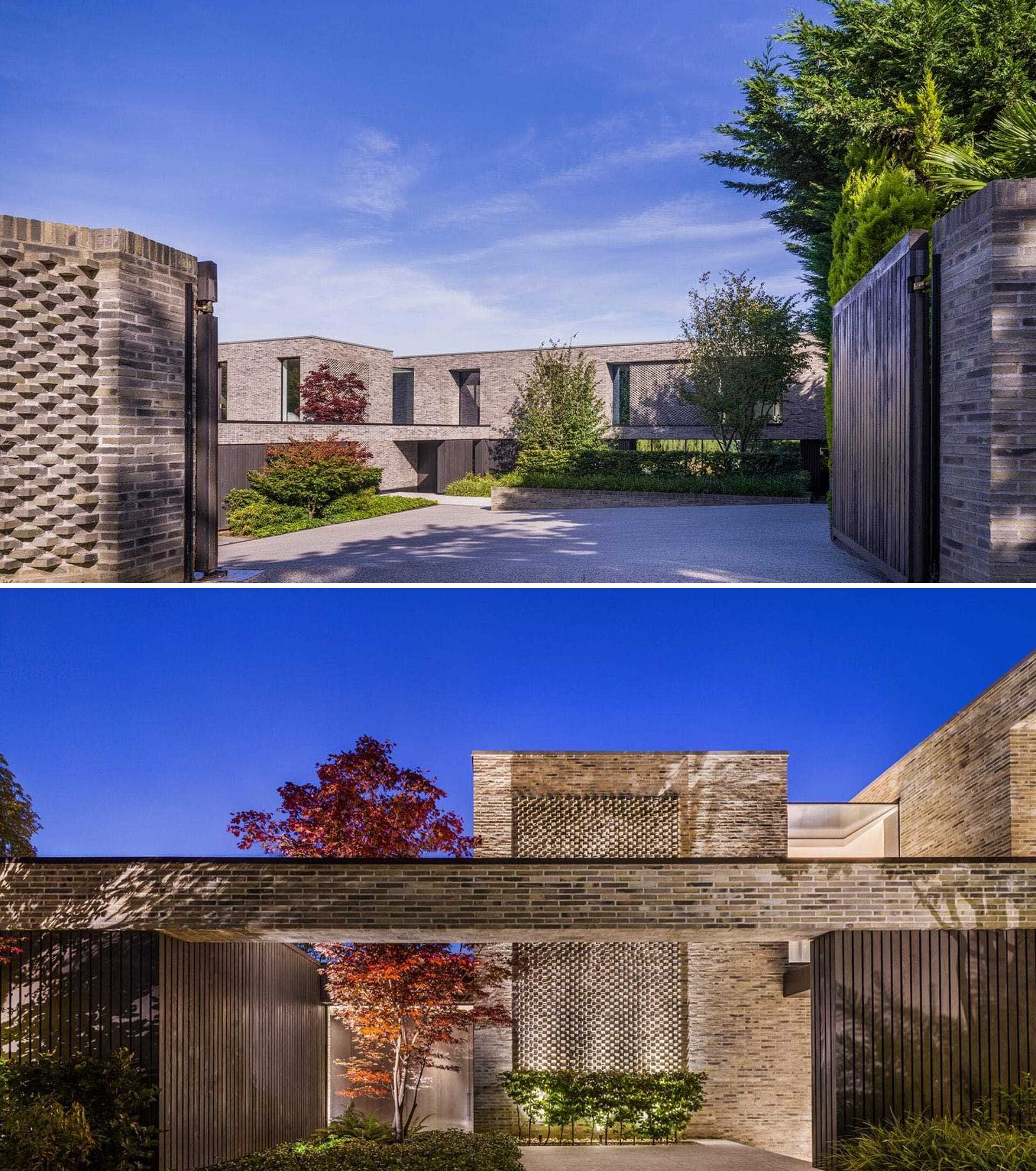 A modern house built with a grey waterstruck brick exterior.