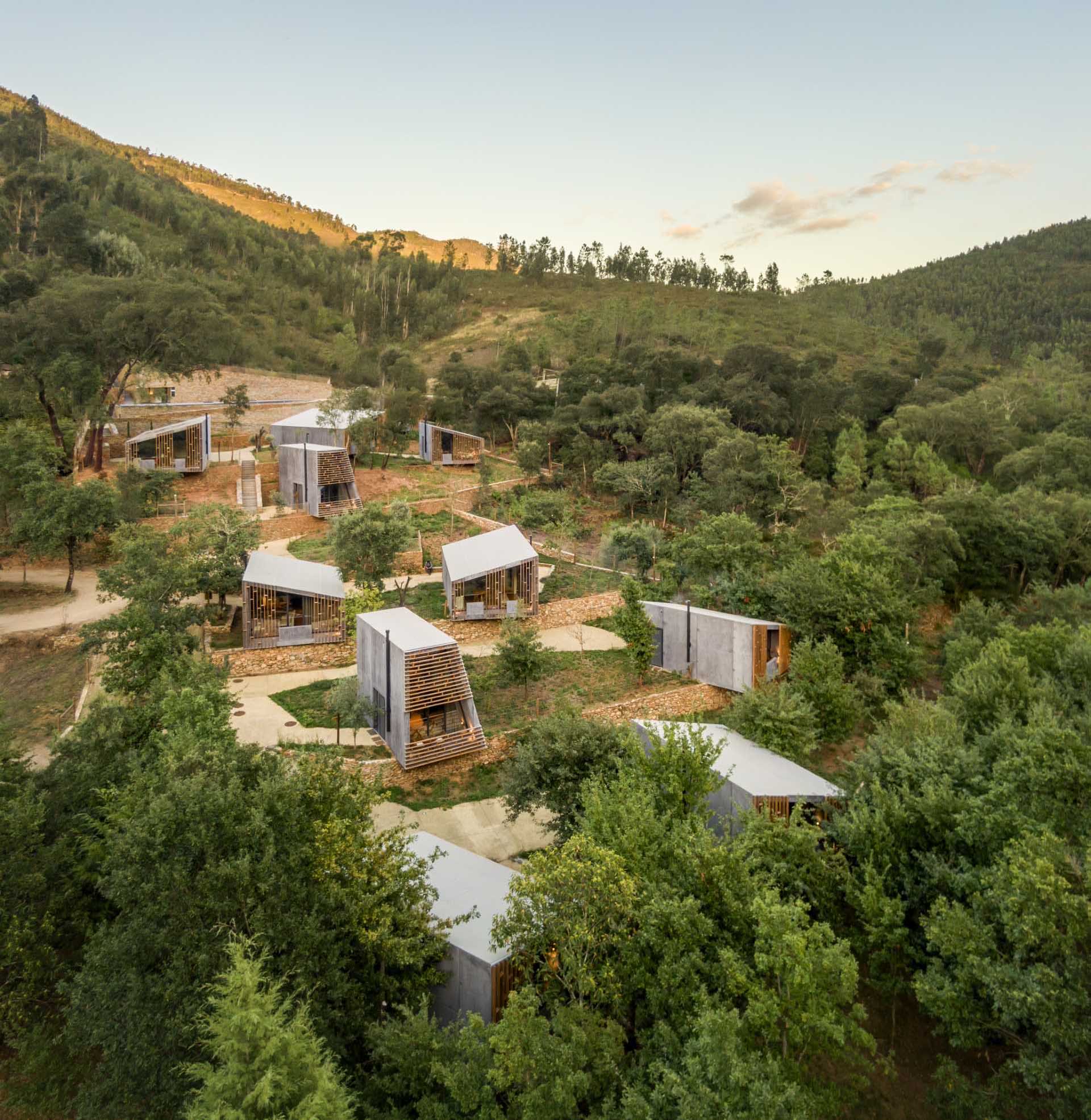 A collection of small modern homes that double as tourist cabins.