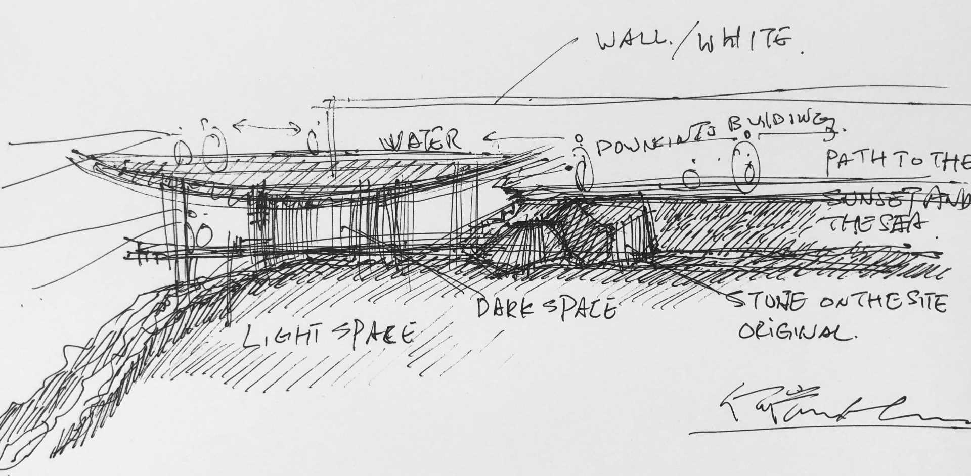 Building sketch of a round library.