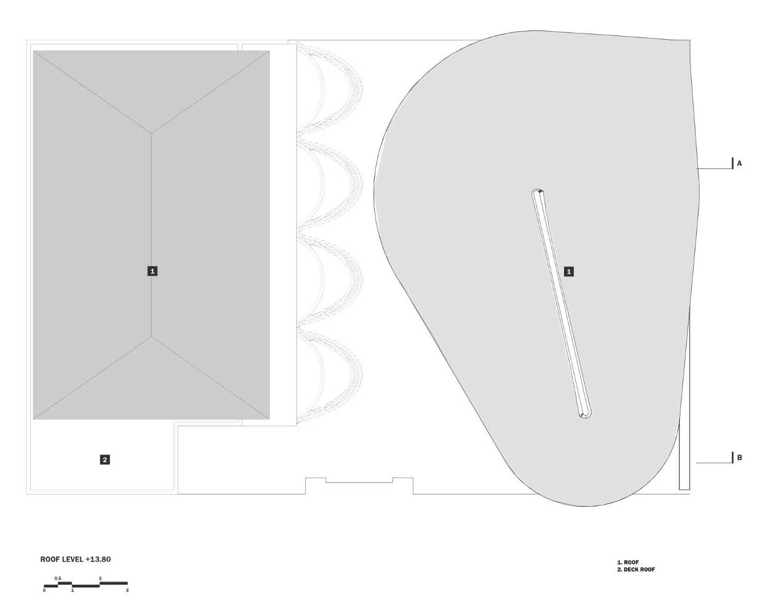 The roof level plan for a micro-living property.