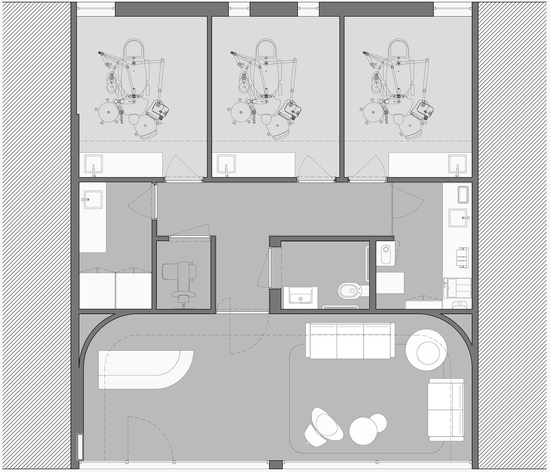 The floor plan of a modern dental clinic.