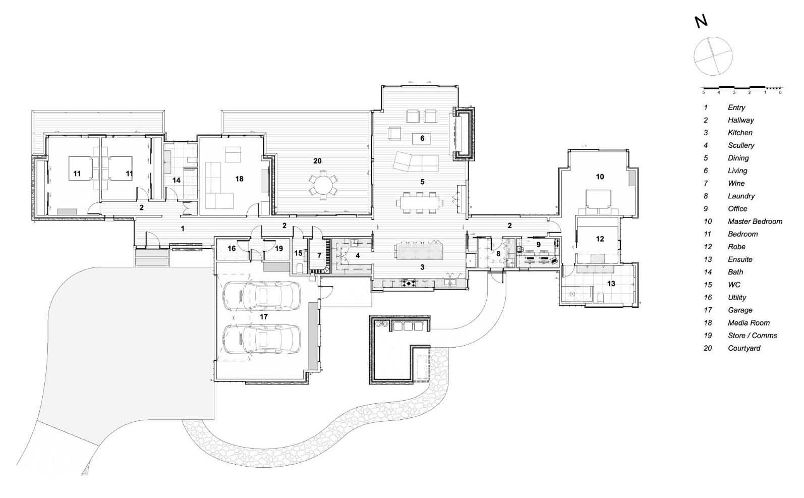 Modern house floor plan.
