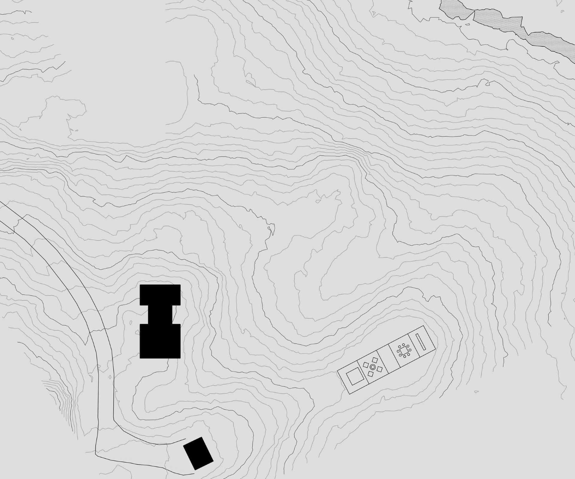 The site plan of a modern house.