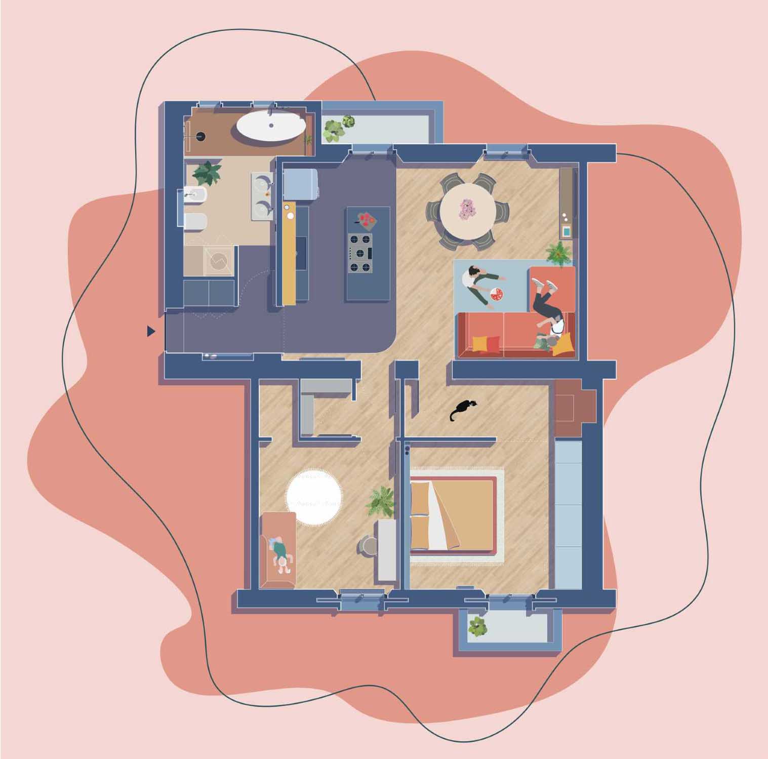 The floor plan of an apartment.